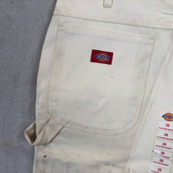 Dickies Mens Painter Shorts Size 38 White Canvas Utility Workwear Chino - Picture 7 of 12